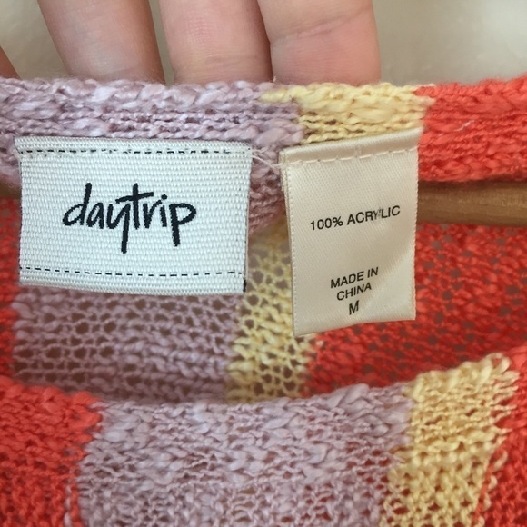 [Daytrip] Orange, Purple Yellow Striped Dolman Sleeve Knit Sweater - Picture 5 of 8